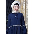 Bohemian frilled abaya- Navy Blue